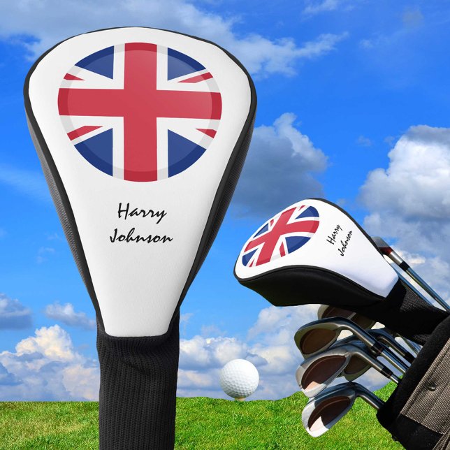 Funda Para Palo De Golf Bandera británica y clubes de golf monogramados cu (Subido por el creador)