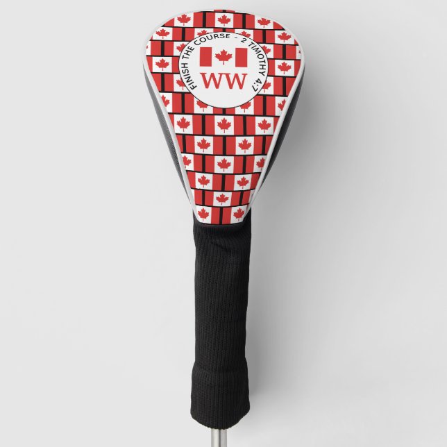 Funda Para Palo De Golf Bandera canadiense personalizado Monograma DRIVER  (Anverso)