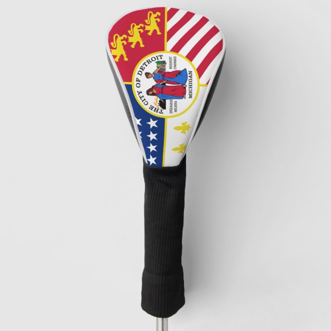 Funda Para Palo De Golf Bandera de Detroit, Michigan (Anverso)