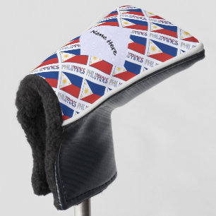 Funda Para Palo De Golf Bandera de Filipinas y filipino con mosaico de tu