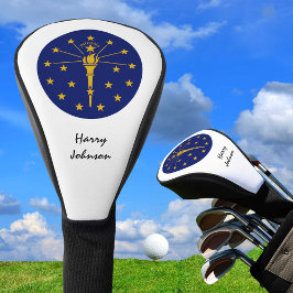 Funda Para Palo De Golf Bandera de Indiana y clubes de golf monogramados c