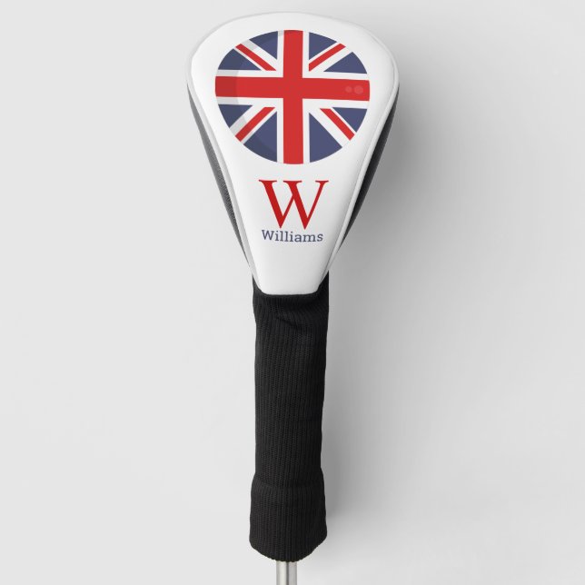 Funda Para Palo De Golf Bandera de Inglaterra Monograma Cubierta del cabez (Anverso)