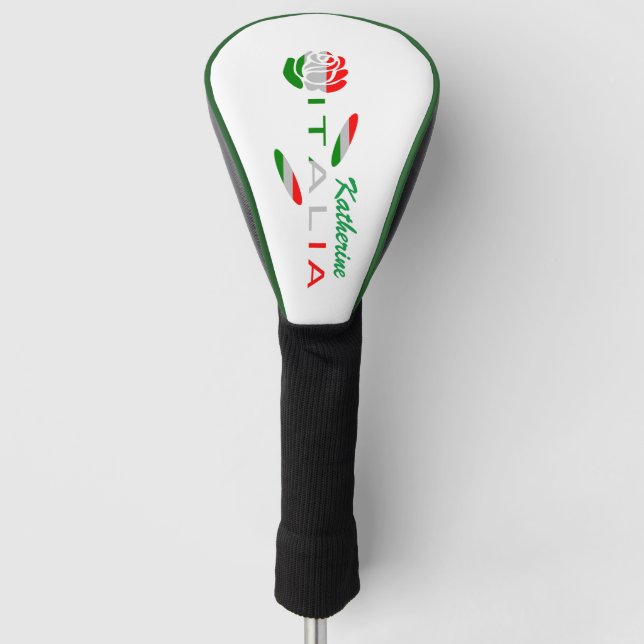 Funda Para Palo De Golf Bandera de Italia Rosa Personalizada (Anverso)