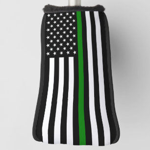 Funda Para Palo De Golf Bandera de la delgada línea verde: Veteranos milit