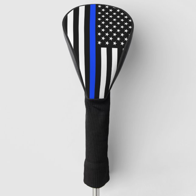 Funda Para Palo De Golf Bandera de la policía delgada de la línea azul (Anverso)