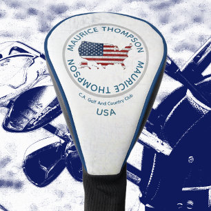 Funda Para Palo De Golf Bandera de mapa de Estados Unidos Golfer