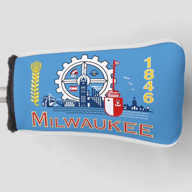 Funda Para Palo De Golf Bandera de Milwaukee, Wisconsin (Anverso)