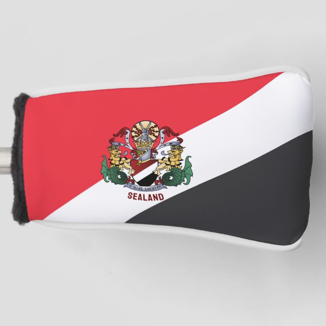 Funda Para Palo De Golf Bandera de Sealand, con el escudo de armas superpu (Anverso)