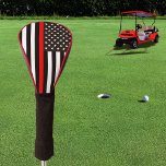 Funda Para Palo De Golf Bandera estadounidense delgada de la línea roja<br><div class="desc">La delgada línea roja es un símbolo utilizado por los bomberos.</div>