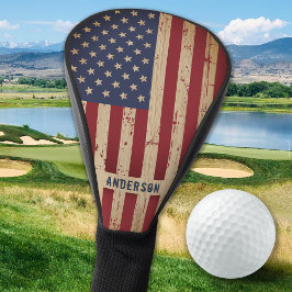 Funda Para Palo De Golf Bandera estadounidense patriótica personalizada de