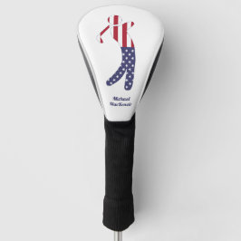Funda Para Palo De Golf Bandera estadounidense personalizada Golfer Silhou
