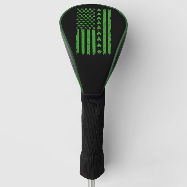 Funda Para Palo De Golf Bandera estadounidense sacude el día de San Patrón (Anverso)