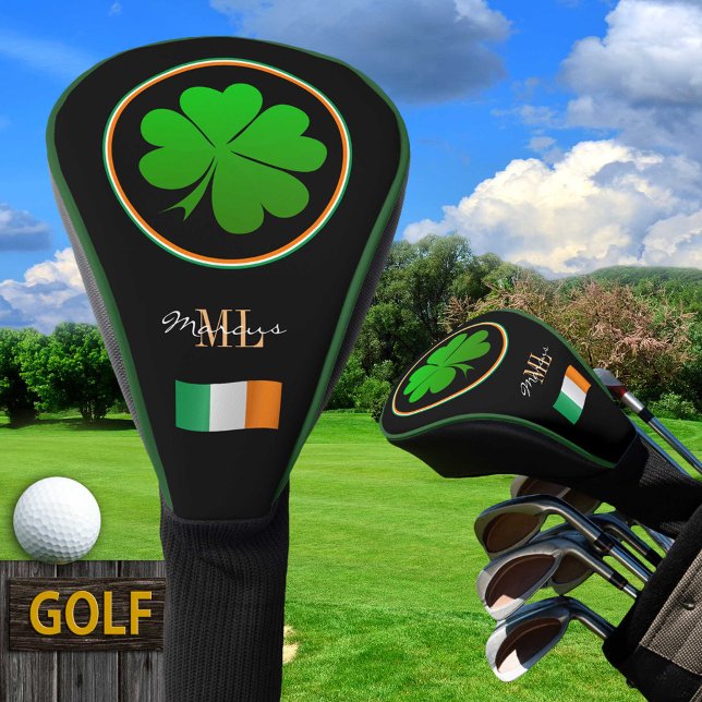 Funda Para Palo De Golf Bandera irlandesa, afortunada, monograma, golf Irl (Subido por el creador)