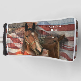 Funda Para Palo De Golf Bandera norteamericana de grano ruidoso de caballo