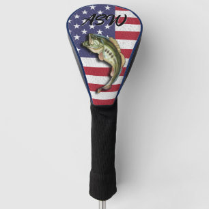 Funda Para Palo De Golf Bandera Patriótica Americana Largemouth Bass Fishi