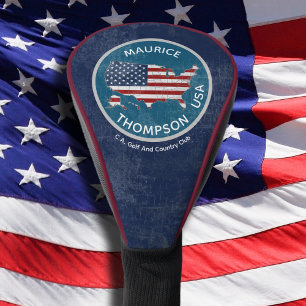 Funda Para Palo De Golf Bandera Patriótica Americana Personalizado de Mapa