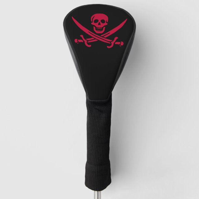 Funda Para Palo De Golf Bandera pirata de Calico Jack con Cráneo y Espadas (Anverso)