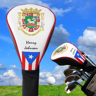 Funda Para Palo De Golf Bandera puertorriqueña y clubes de golf monogramad