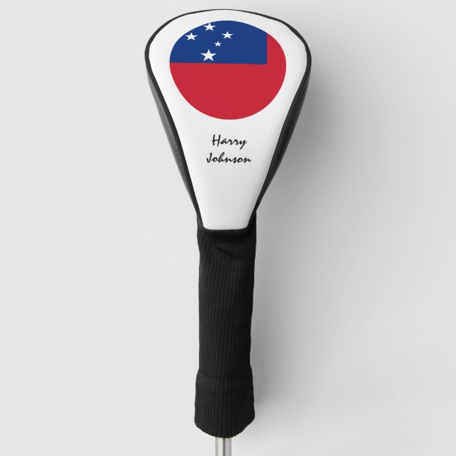Funda Para Palo De Golf Bandera samoana y clubes de golf monogramados (Anverso)