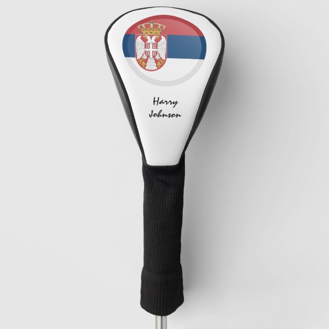 Funda Para Palo De Golf Bandera serbia y clubes de golf monogramados (Anverso)