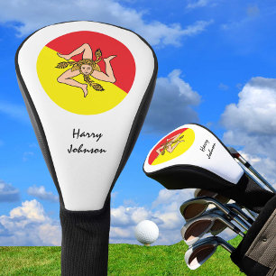 Funda Para Palo De Golf Bandera siciliana y clubes de golf monogramados