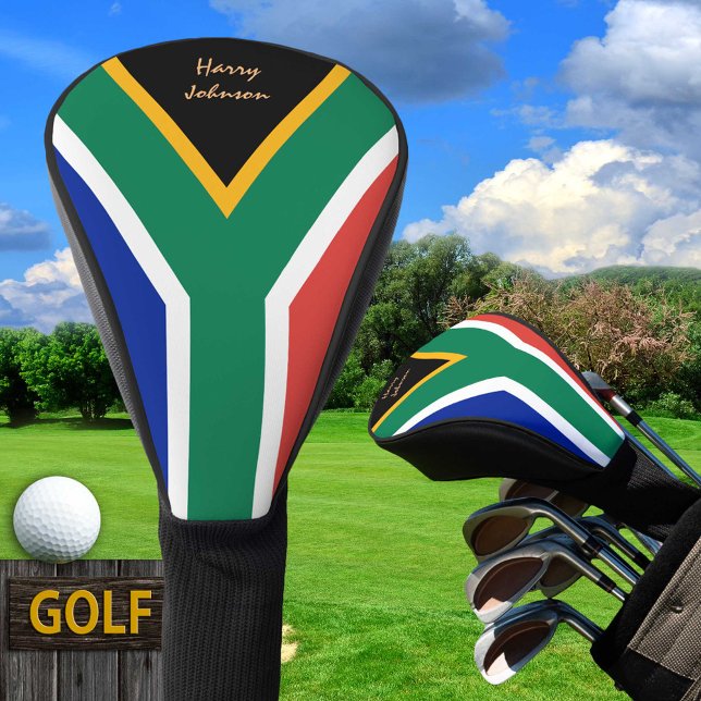 Funda Para Palo De Golf Bandera sudafricana y clubes de golf monogramados (Subido por el creador)