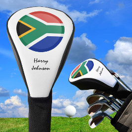 Funda Para Palo De Golf Bandera sudafricana y clubes de golf monogramados