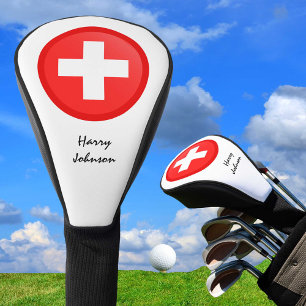 Funda Para Palo De Golf Bandera suiza y clubes de golf monogramados cubier
