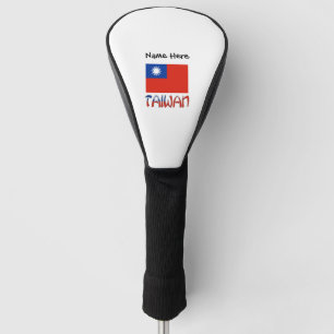 Funda Para Palo De Golf Bandera taiwanesa de Taiwán negra personalizada