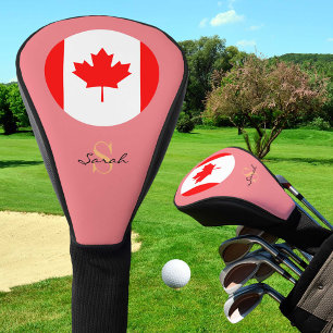 Funda Para Palo De Golf Bandera y Chicas canadienses Monograman clubes de
