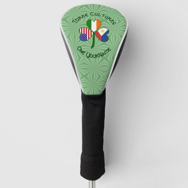 Funda Para Palo De Golf Banderas filipinas irlandesas-estadounidenses dest (Anverso)
