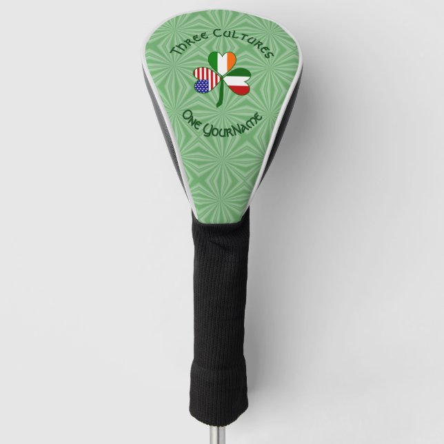 Funda Para Palo De Golf Banderas irlandesas-americanas italianas destrozan (Anverso)