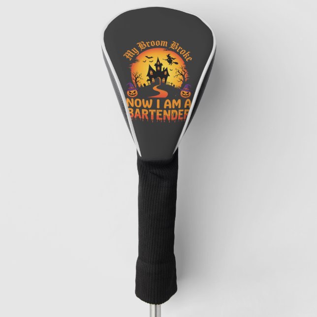 Funda Para Palo De Golf Bartender de Halloween Casa Embrujada Bruja Calaba (Anverso)