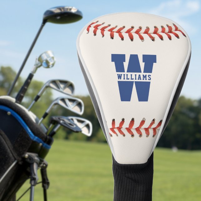 Funda Para Palo De Golf Baseball Sofball Sport Nombre Monograma inicial (Baseball Softball Sport Name Initial Monogram Golf Head Cover)