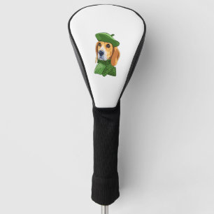 Funda Para Palo De Golf Beagle de perro en boina verde francesa