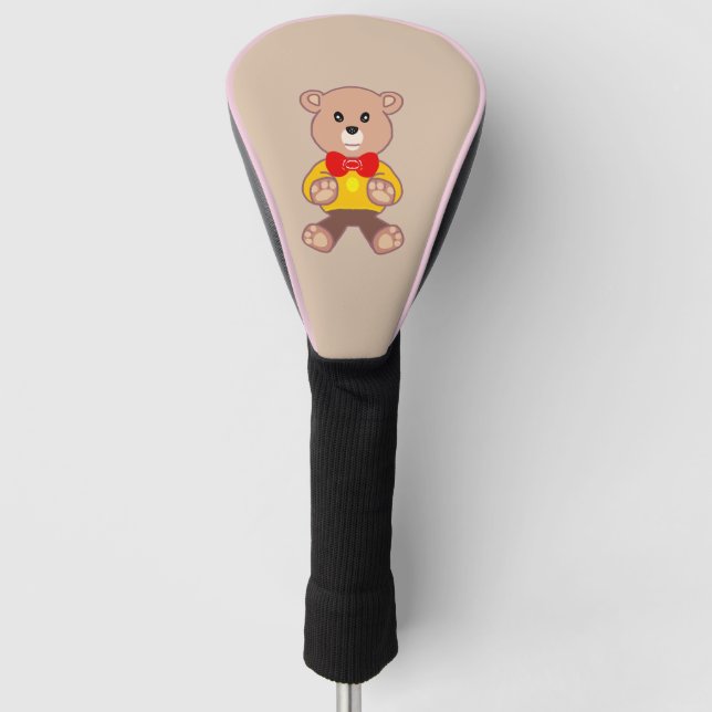 Funda Para Palo De Golf Beige Cute Bowtie Teddy Bear (Anverso)
