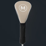 Funda Para Palo De Golf Beige de monograma clásico mínimo<br><div class="desc">Moderno Monogramado Clásico Cubierta De Cabeza De Golf Minimalista Monograma Emblema Inicial Beige Blanco. Perfecto como regalos del padre para papá,  regalos para abuelo,  esposo y más.</div>