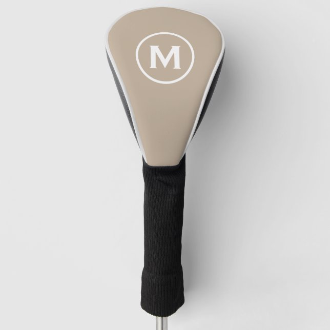 Funda Para Palo De Golf Beige de monograma clásico mínimo (Anverso)