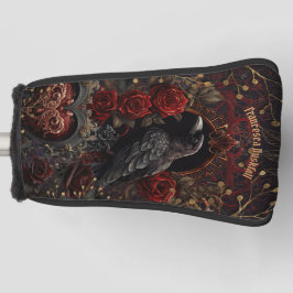 Funda Para Palo De Golf Bella gótica oscura Roses Roses Rojos Pájaro de cu