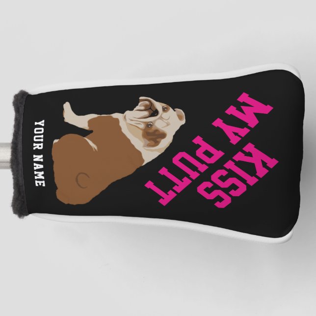 Funda Para Palo De Golf Beso inglés del bulldog mi putt Headcover (Anverso)