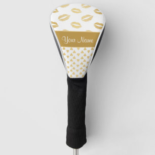 Funda Para Palo De Golf Besos del blanco y del oro y corazones del amor