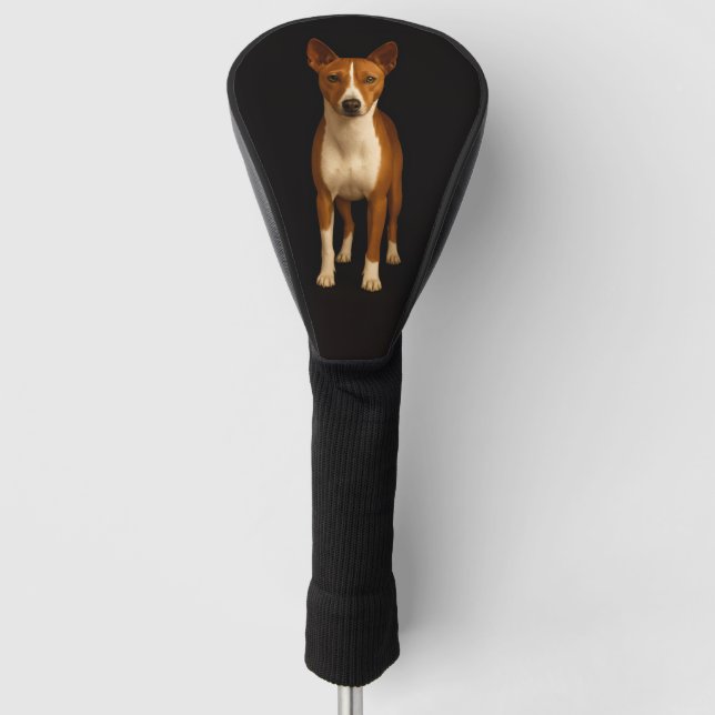 Funda Para Palo De Golf Black 4 Luxe Golf Driver Cover, Classy Basenji Dog (Anverso)