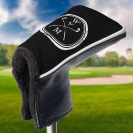Funda Para Palo De Golf Black and White Classic Modern Monogram Initials