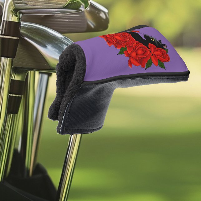Funda Para Palo De Golf Black Cat Roses Red Roses Purple (Subido por el creador)