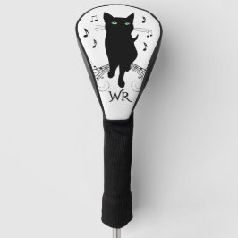 Funda Para Palo De Golf Black Cat Surrounded by Notes of Music Personal 