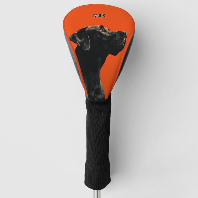 Funda Para Palo De Golf Black Dog Portrait on Orange Background (Anverso)