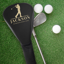 Funda Para Palo De Golf Black Gold Personalizado Monograma Golf Swing