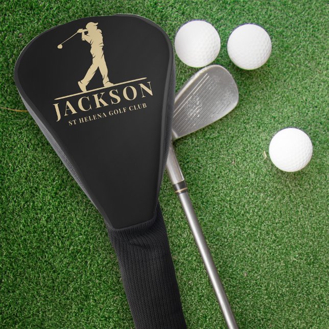Funda Para Palo De Golf Black Gold Personalizado Monograma Golf Swing (Subido por el creador)