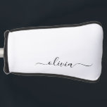 Funda Para Palo De Golf Black White Modern Script Girly Monograma Nombre<br><div class="desc">Cubierta del putter de golf con el nombre simple del monograma de escritura negro y blanco. Esto hace que el dulce perfecto cumpleaños 16,  boda,  ducha de novia,  aniversario,  ducha de bebé o fiesta de soltera sea regalo para alguien que ama el lujo glam y los estilos de moda.</div>