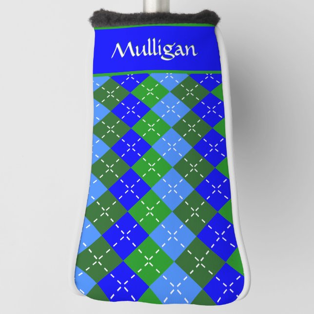 Funda Para Palo De Golf Blanco azul y verde argla con título personalizado (Girar 90)